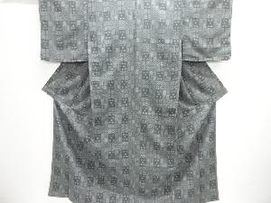 未使用品　花に抽象模様小紋着物